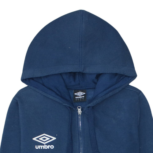 Umbro Men's Blue Full Zip Hoodie Size S Sports Fleece Sweatshirt
