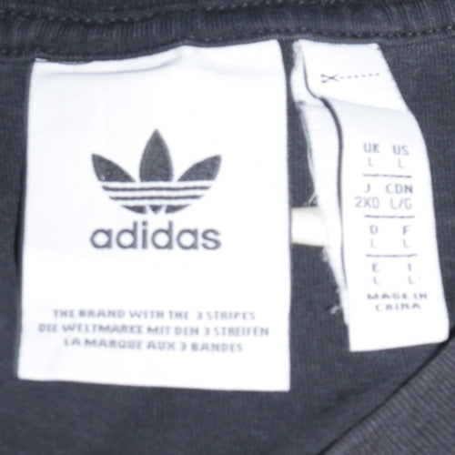 Adidas Mens Black Crew Neck Short Sleeve Logo T-Shirt Size L