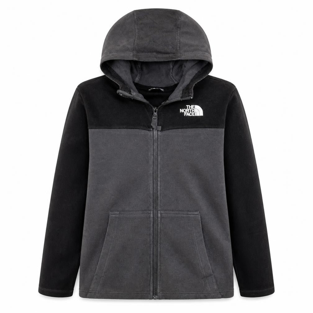 The North Face Boys Black Full Zip Hoodie Size L Cotton Blend Fleece