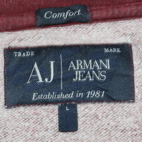 Armani Jeans Men's Red Cotton Pullover Sweatshirt L
