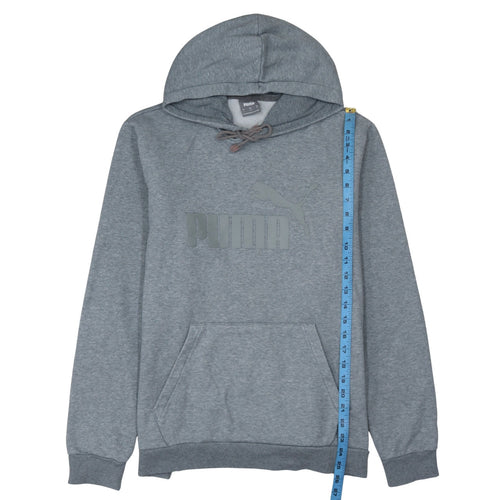 Puma Men's Grey Pullover Hoodie L Logo Fleece Sweatshirt