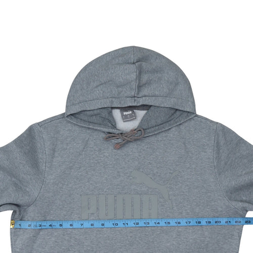Puma Men's Grey Pullover Hoodie L Logo Fleece Sweatshirt