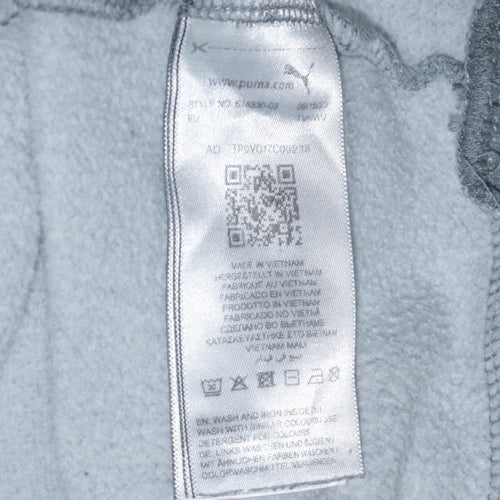 Puma Men's Grey Pullover Hoodie L Logo Fleece Sweatshirt