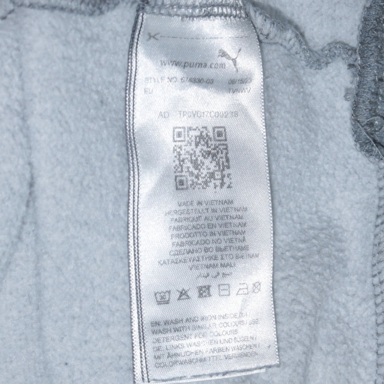 Puma Men's Grey Pullover Hoodie L Logo Fleece Sweatshirt
