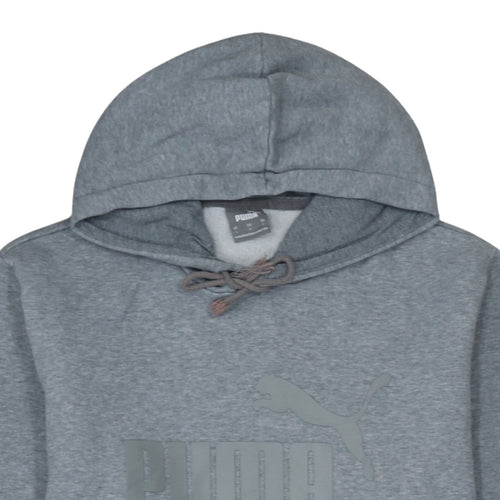 Puma Men's Grey Pullover Hoodie L Logo Fleece Sweatshirt