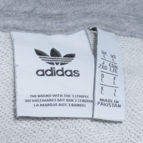 Adidas Mens Grey Pullover Hoodie L Regular Fit Graphic Logo