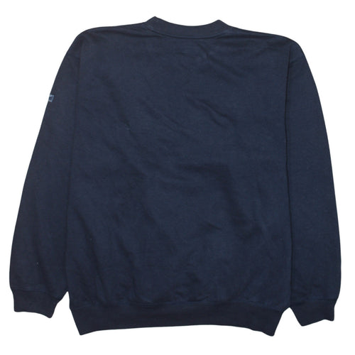 Reebok Men's Blue Logo Pullover Sweatshirt Medium Retro Style
