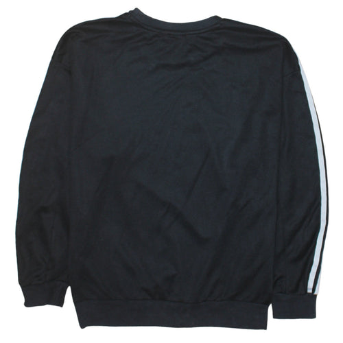 Adidas Womens Black Crew Neck Pullover Sweatshirt Size M Logo Striped