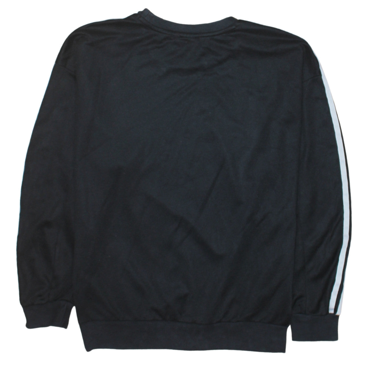 Adidas Womens Black Crew Neck Pullover Sweatshirt Size M Logo Striped