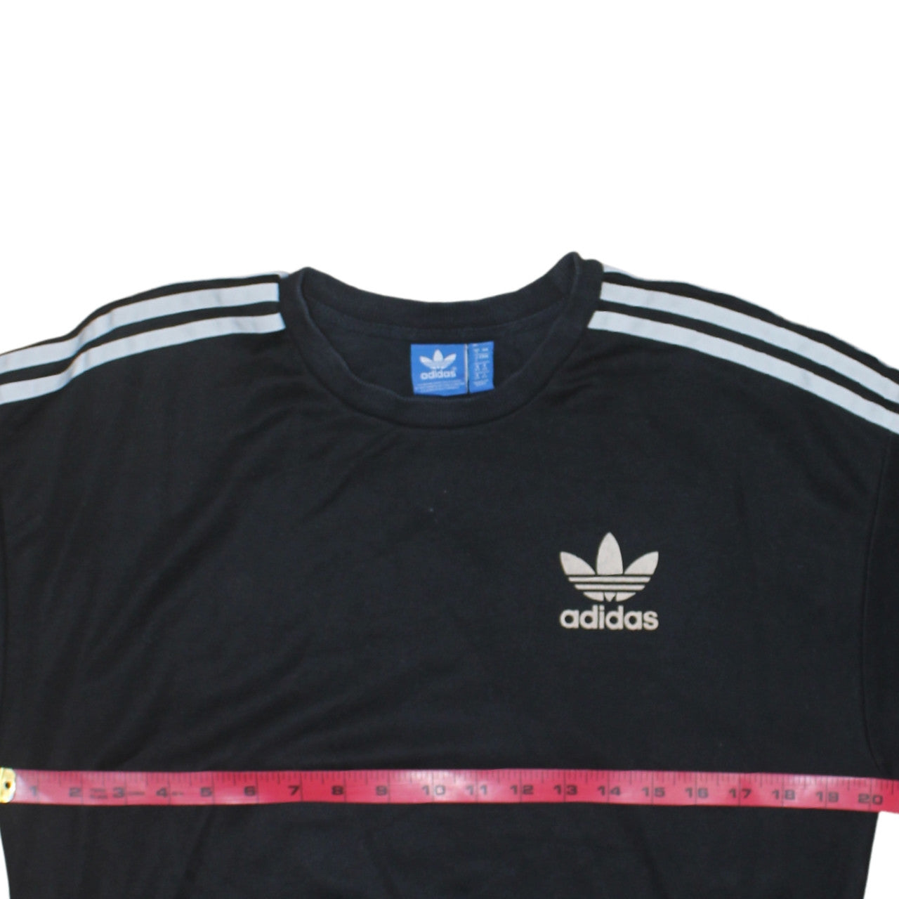 Adidas Womens Black Crew Neck Pullover Sweatshirt Size M Logo Striped