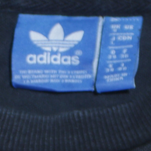 Adidas Womens Black Crew Neck Pullover Sweatshirt Size M Logo Striped