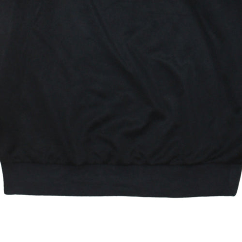 Adidas Womens Black Crew Neck Pullover Sweatshirt Size M Logo Striped