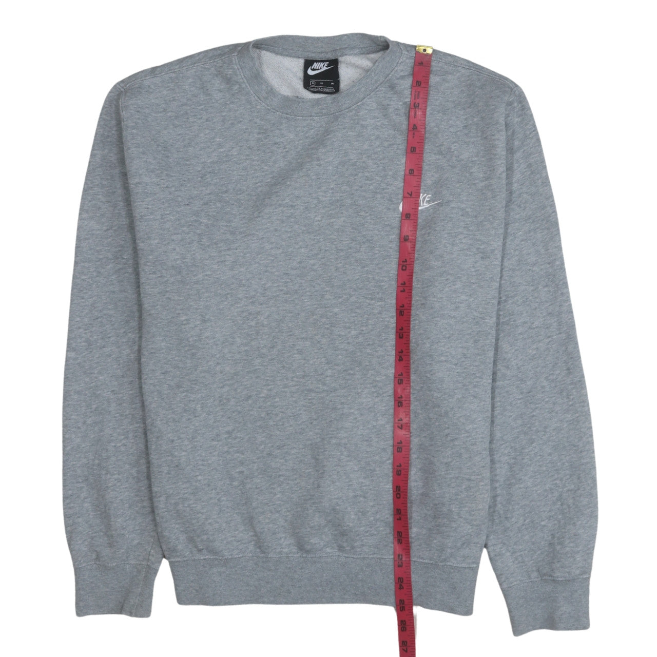 Nike Men's Grey Crew Neck Logo Sweatshirt M Regular Fit Pullover