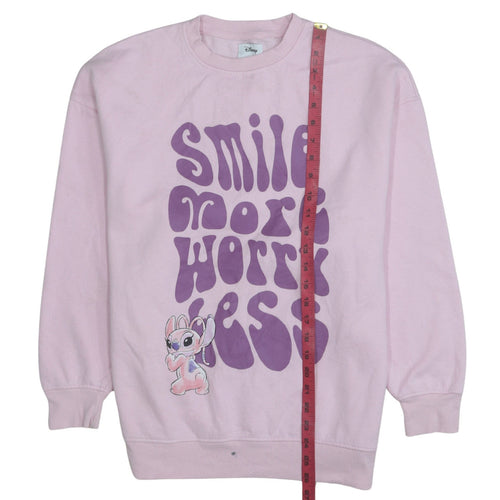 Disney x Primark Women Pink XS Pullover Sweatshirt Stitch Print