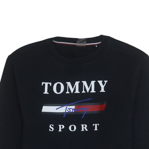 Tommy Sport Men's Black Crew Neck Logo Sweatshirt Size S