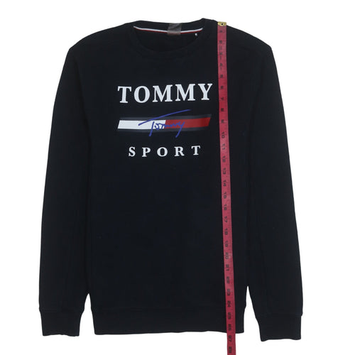 Tommy Sport Men's Black Crew Neck Logo Sweatshirt Size S