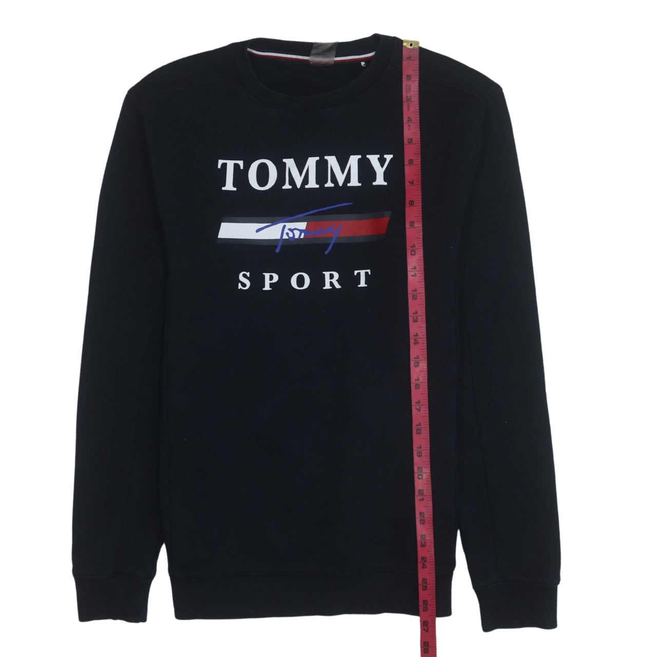 Tommy Sport Men's Black Crew Neck Logo Sweatshirt Size S