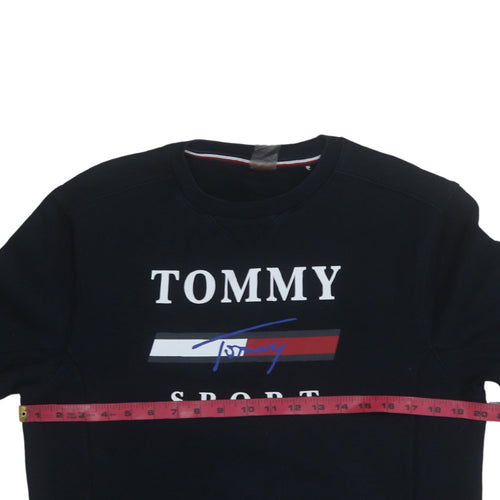 Tommy Sport Men's Black Crew Neck Logo Sweatshirt Size S