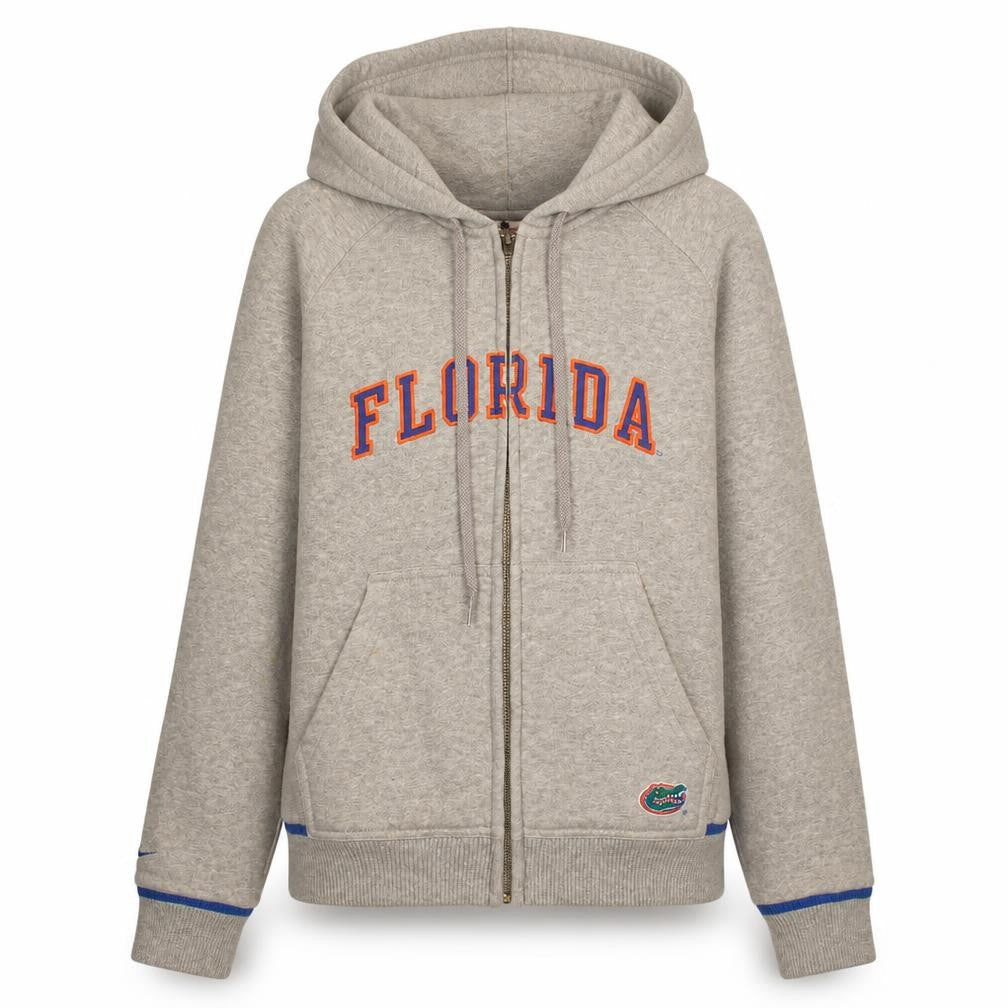 Front view of Nike Team women’s grey florida full zip hoodie, size S
