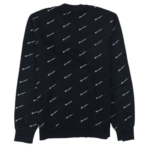 Champion Men's Black Small Crew Neck Logo Sweatshirt