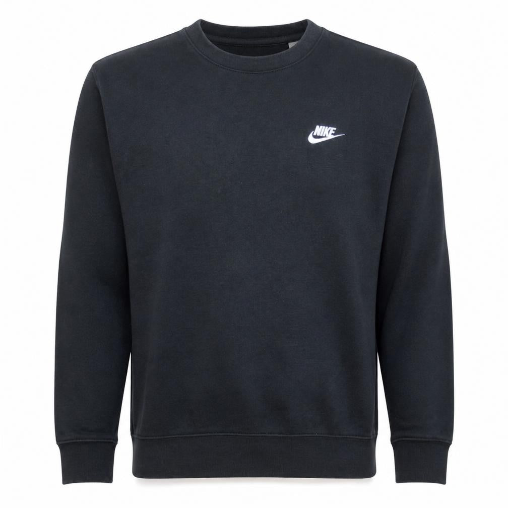 Front view of Nike Men's Black Small Classic Crew Neck Fleece Sweatshirt