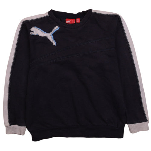 Puma Womens Black Crew Neck Sweatshirt Size 12 L Logo Pullover