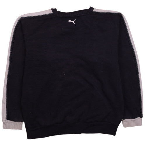 Puma Womens Black Crew Neck Sweatshirt Size 12 L Logo Pullover