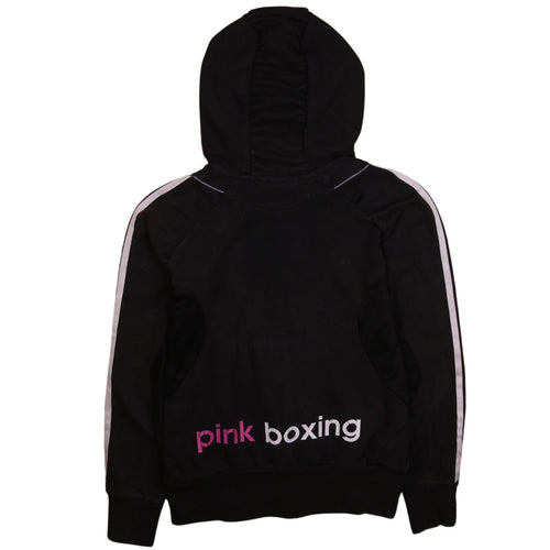 Adidas Womens Black Full Zip Hoodie Size 10 Pink Boxing Cuffed Sportswear