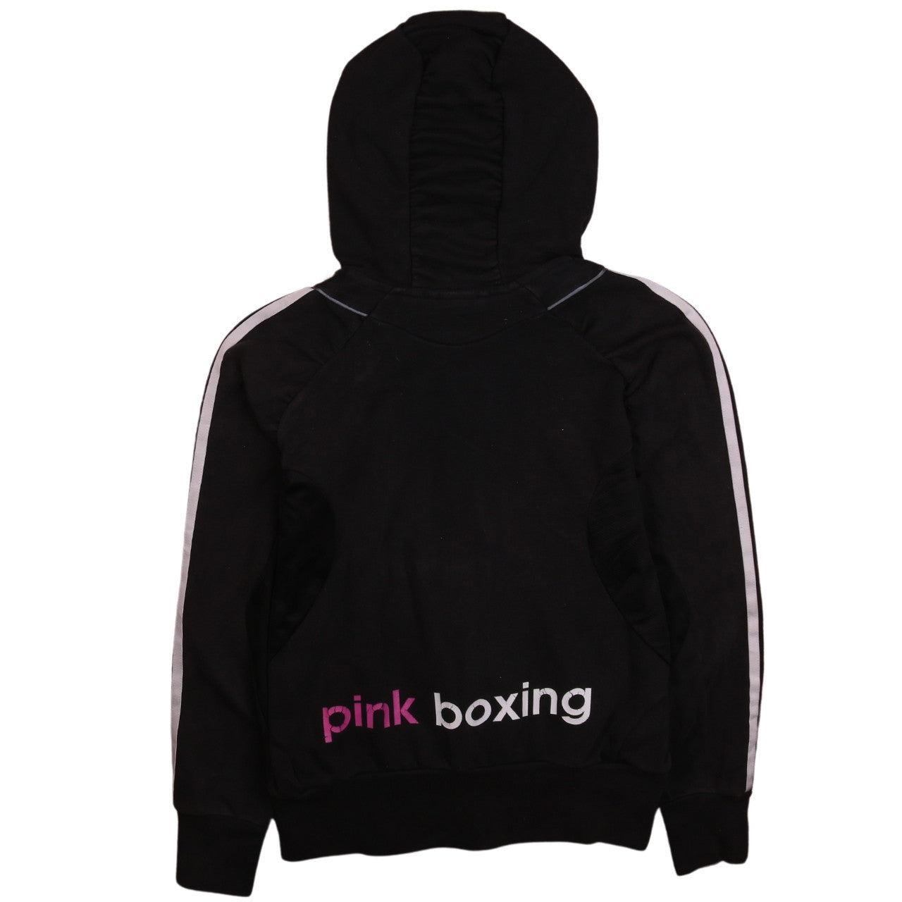 Adidas Womens Black Full Zip Hoodie Size 10 Pink Boxing Cuffed Sportswear