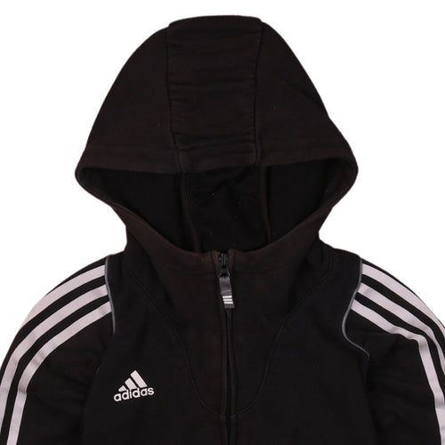 Adidas Womens Black Full Zip Hoodie Size 10 Pink Boxing Cuffed Sportswear