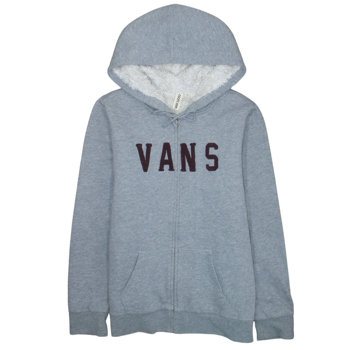 Vans Women Grey Full Zip Hoodie Sherpa Lined Size M Casual Sweatshirt