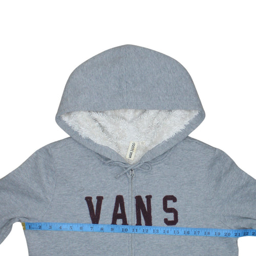 Vans Women Grey Full Zip Hoodie Sherpa Lined Size M Casual Sweatshirt
