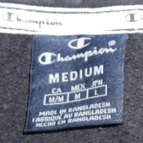 Champion Men's Black Medium Pullover Hoodie with Logo