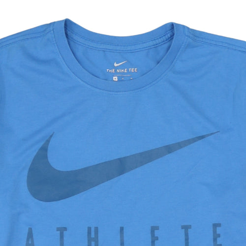 Nike Men's Blue Athletic Fit Dri-Fit Sports Graphic T-Shirt Size M