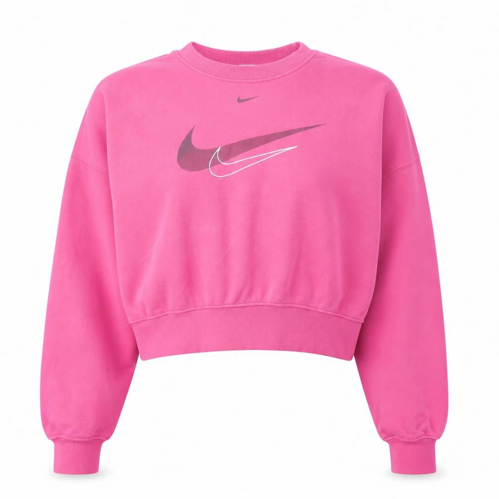 Front view of Nike Women’s Pink Loose Fit Crew Neck Pullover Sweatshirt M