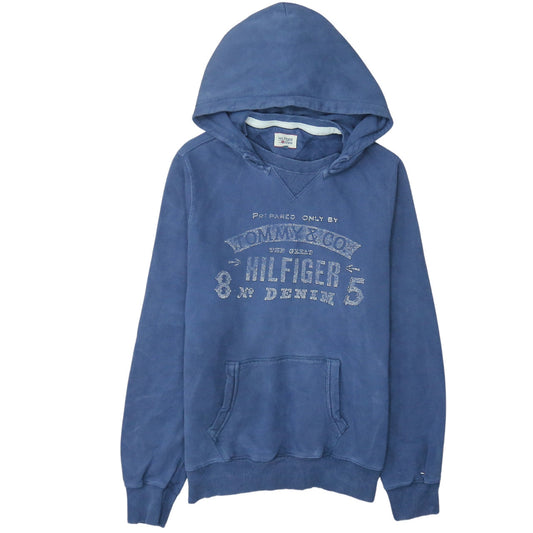 Hilfiger Denim Men's Blue Pullover Hoodie L Cotton Classic Logo