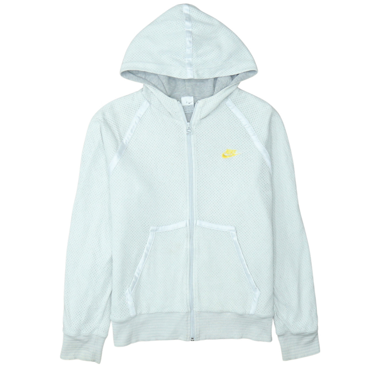 Nike Men's Grey Full Zip Hooded Sweatshirt L Sports Logo