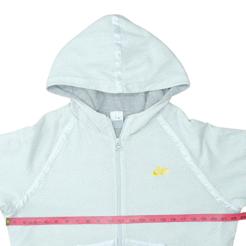 Nike Men's Grey Full Zip Hooded Sweatshirt L Sports Logo