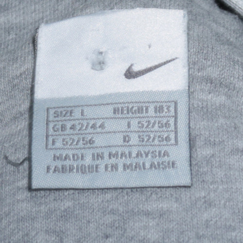 Nike Men's Grey Full Zip Hooded Sweatshirt L Sports Logo