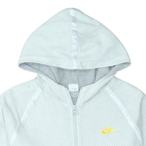 Nike Men's Grey Full Zip Hooded Sweatshirt L Sports Logo