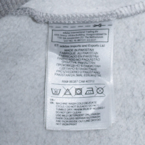 Adidas Men's Grey Pullover Hoodie Small Trefoil Logo Sweatshirt