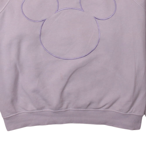H&M Disney Women Purple Mickey Mouse Sweatshirt Size S Crew Neck Pullover