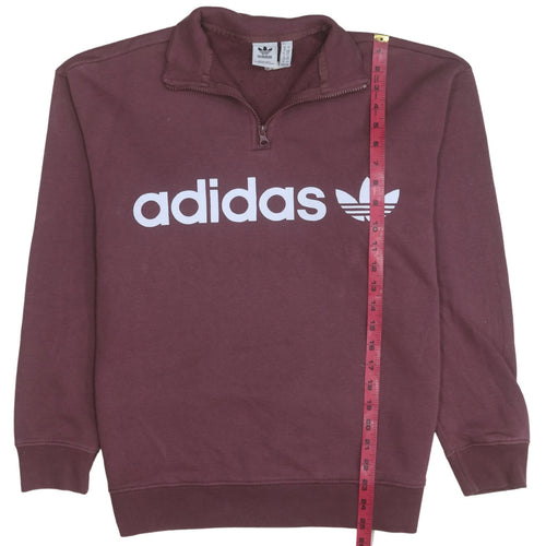 Adidas Women Maroon Half Zip Sweatshirt Size 10 Cotton Blend