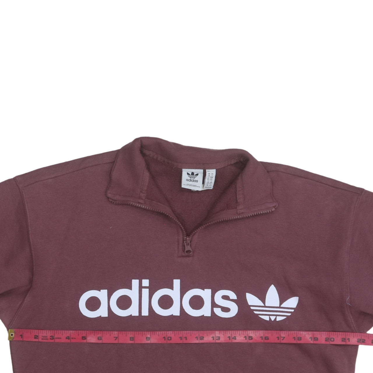 Adidas Women Maroon Half Zip Sweatshirt Size 10 Cotton Blend
