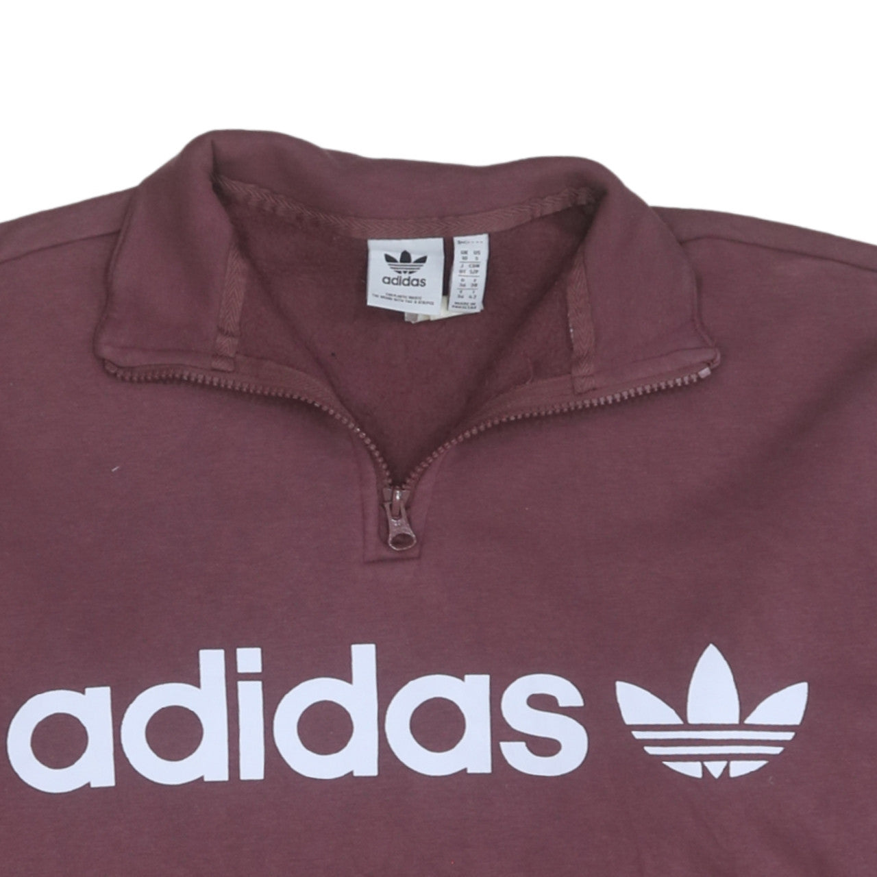 Adidas Women Maroon Half Zip Sweatshirt Size 10 Cotton Blend