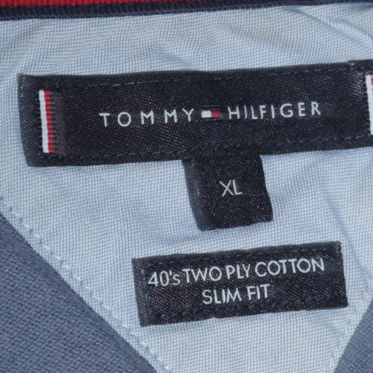 Tommy Hilfiger Men's Blue Slim Fit Cotton Polo Shirt XL