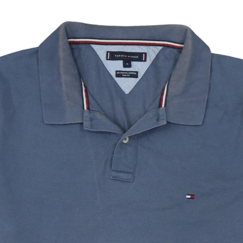 Tommy Hilfiger Men's Blue Slim Fit Cotton Polo Shirt XL
