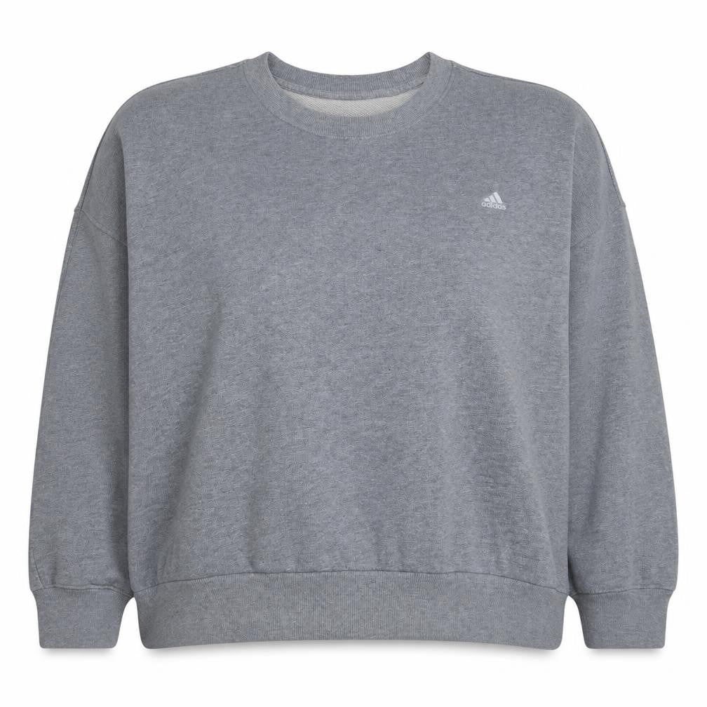 Front view of Adidas Women’s Grey XL Crew Neck Pullover Sweatshirt Classic Logo