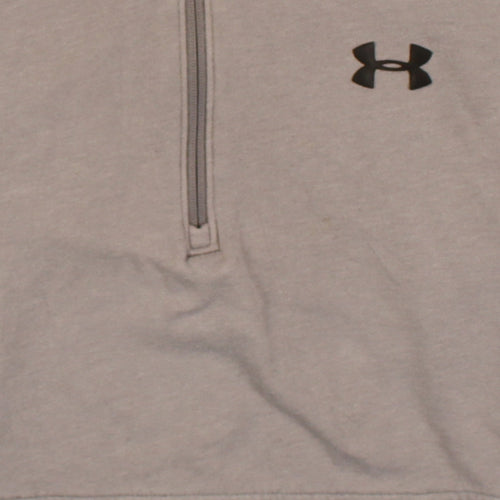 Under Armour Mens Beige 1/2 Zip Hoodie L Regular Fit Sports Fleece