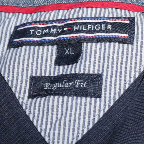 Tommy Hilfiger Men's Navy Blue Regular Fit Cotton Polo Shirt XL